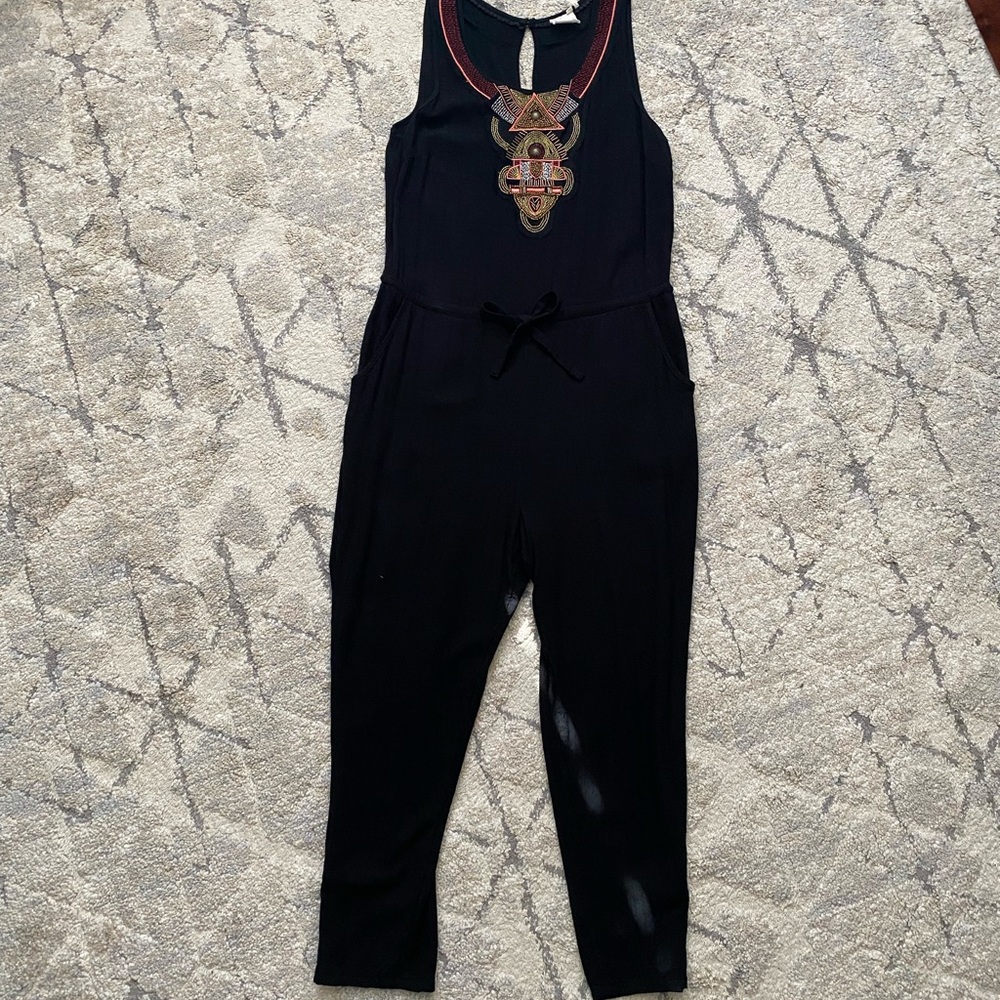 Anthropologie Black Ankle Cropped Jumpsuit - Picture 12 of 14